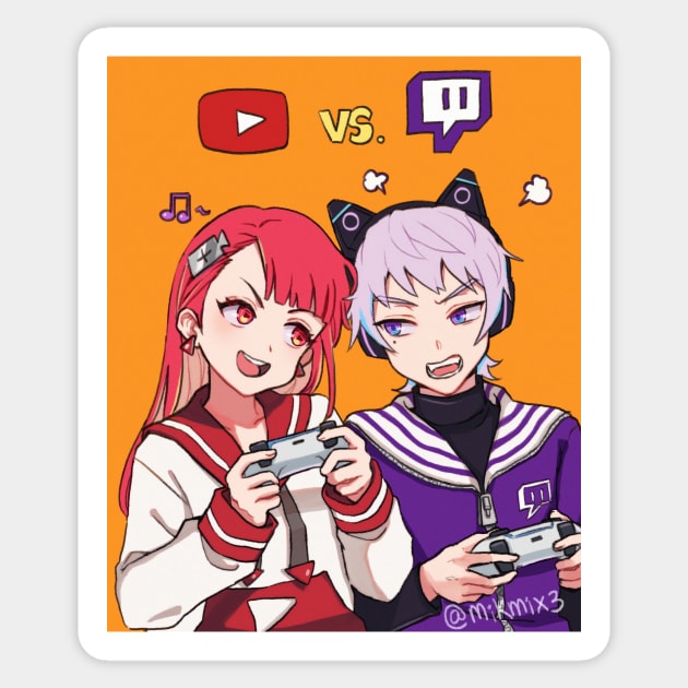 Youtube-chan VS Twitch-kun Sticker by mikmix